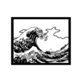 Decoratiune de perete, Hokusai, Dimensiuni: 56 x 45 cm, Negru