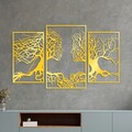 Decoratiune de perete, Golden Triple Root Human 1, Dimensiune: 116 x 71 cm, Auriu