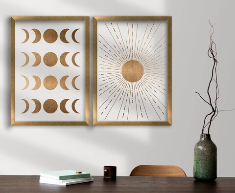 Tablou decorativ (2 Pieces), 2P3853NISCT-013, Înrămat: 100% LEMN (Grosime: 22 mm, Maro / Nurcă / Alb