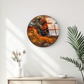 Ceas de perete decorativ din sticlă, Huhu329, Diametru: 40 cm (1 bucată), Multicolor