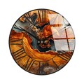 Ceas de perete decorativ din sticlă, Huhu329, Diametru: 40 cm (1 bucată), Multicolor