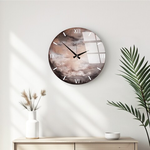 Ceas de perete decorativ din sticlă, Huhu347, Diametru: 40 cm (1 bucată), Multicolor