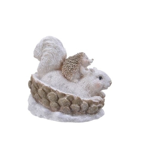 Decoratiune Squirrel w hedgehog, Decoris, 9x11x10.5 cm, poliamida, multicolor