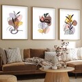 Set 3 tablouri decorative, Huhu227, Cadru: 100% LEMN MASIV (Grosime: 2 cm), Multicolor