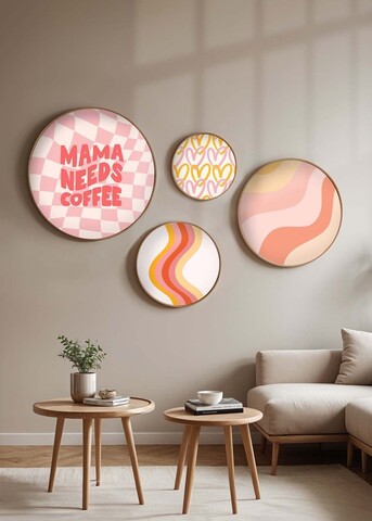 Tablou decorativ (4 Pieces), Huhu296, Dimensiune: 45 x 45 cm (1 bucată), Multicolor