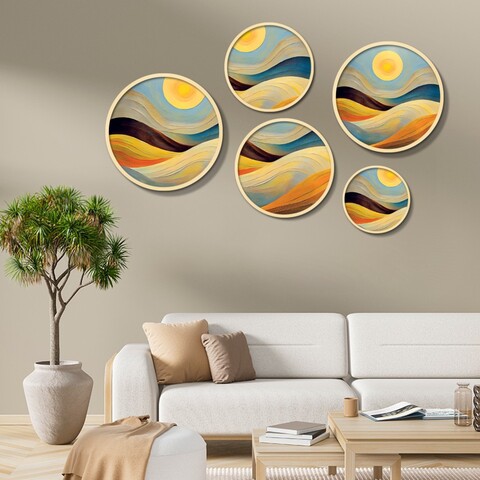 Tablou decorativ (5 Pieces), Iaht-18, Dimensiuni: 43,5 x 43,5 cm (1 bucată), Multicolor