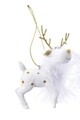 Szarvas bal fenyő dekoráció, Decoris, 6,8x4,5x10,5 cm, fehér / arany