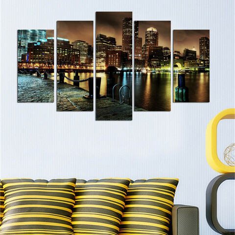 Set 5 tablouri decorative, 5PMDF-46, 20 x 60 cm, Multicolor