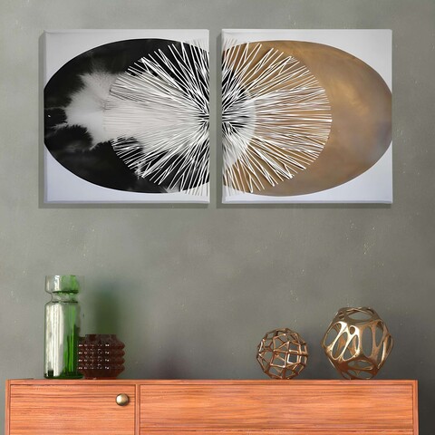 Tablou decorativ (2 Pieces), ASR_CNV2-7 50x50, Lemn, Multicolor