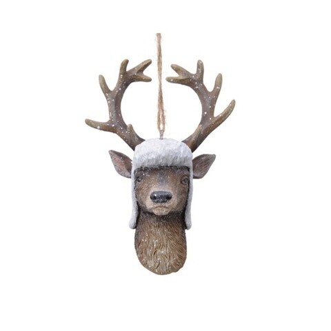 Decoratiune pentru brad Deer with hat, Decoris, 6.5x13.3 cm, poliamida, multicolor