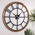 Ceas de perete, Bunella, Diametru: 80 cm, Negru / Stejar