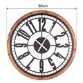 Ceas de perete, Bunella, Diametru: 80 cm, Negru / Stejar