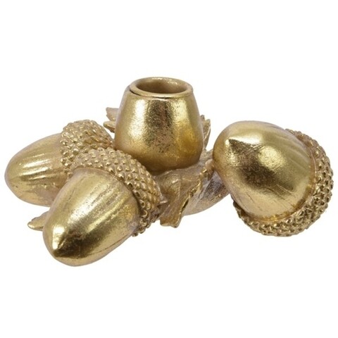 Suport pentru lumanare Acorns, Decoris, 6.5x16x13 cm, poliamida, auriu