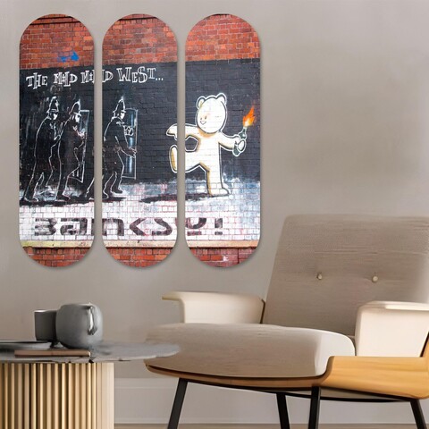 Tablou decorativ MDF (3 Pieces), 3KY3785, Imprimat UV, Multicolor