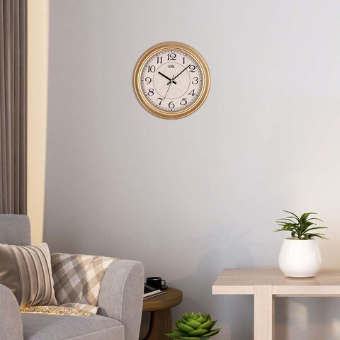Ceas de perete decorativ, Alfa, Dimensiune: 31 x 31 cm, Auriu