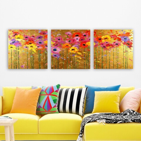 Tablou decorativ (3 Pieces), PMDR73, Lemn (Grosime: 3 cm, Multicolor