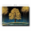 Tablou decorativ, 70100NISC-043, Lemn (Grosime: 22 mm, Albastru / Bleumarin / Auriu / Maro