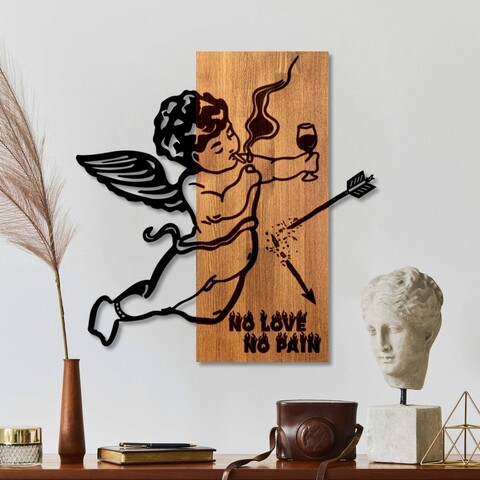 Decoratiune de perete, Wine & Eros, Lățime: 57 cm, Nuc / Negru