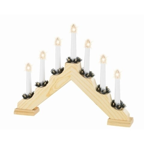 Gyertyatartó LED gyertyákkal, Lumineo, 7 LED, 6x40x30 cm, természet