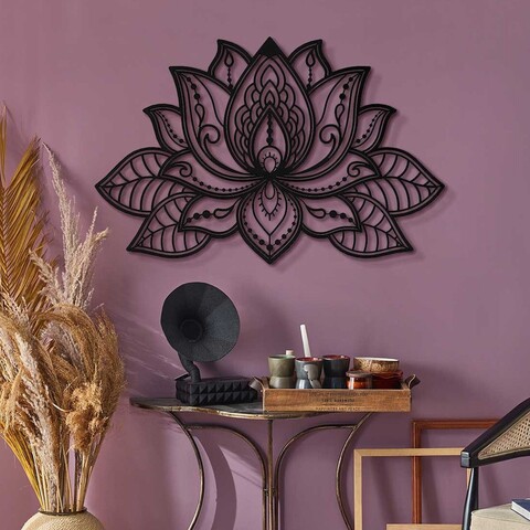 Decoratiune de perete, Lotus, Dimensiune: 44 x 68 cm (1 bucată), Negru