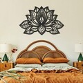 Decoratiune de perete, Lotus, Dimensiune: 59 x 91 cm (1 bucată), Negru