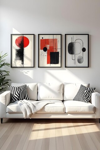Tablou decorativ (3 Pieces), Huhu439 - 50 x 70, Lemn masiv (Grosime: 2 cm, Multicolor