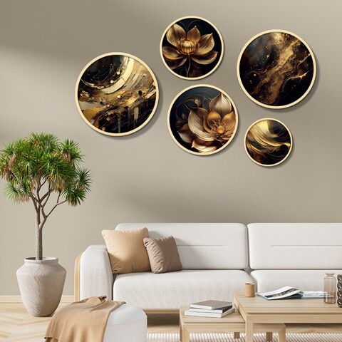 Tablou decorativ (5 Pieces), Iaht-14, Dimensiuni: 43,5 x 43,5 cm (1 bucată), Multicolor