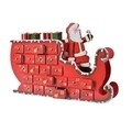 Decoratiune Advent calendar Sleigh, Decoris , 6x35x23 cm, MDF, rosu