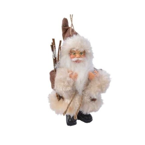 Decoratiune Eskimo Santa, Decoris, 8x4x13 cm, poliester, maro