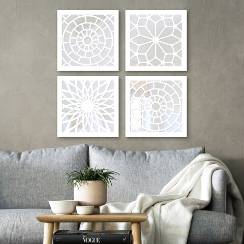 Set de oglinzi (4 Pieces), BYZ7436502136122, Model MDF tăiat cu laser (Grosime: 3 mm, Argintiu