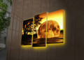 Tablou decorativ cu lumina LED (3 Pieces), 3PATDACT-26, Dimensiune: 20 x 39 cm (2 bucăți), Multicolor