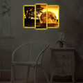 Tablou decorativ cu lumina LED (3 Pieces), 3PATDACT-26, Dimensiune: 20 x 39 cm (2 bucăți), Multicolor