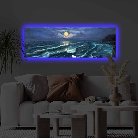 Tablou decorativ cu lumina LED, 3090KTLGDACT, 30 x 90 cm, Multicolor