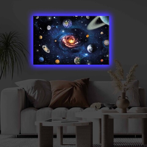 Tablou decorativ cu lumina LED, 4570KTLGDACT, Dimensiune: 45 x 70 cm, Multicolor