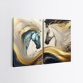 Tablou decorativ (2 Pieces), 2KNV4351, Lemn, Multicolor