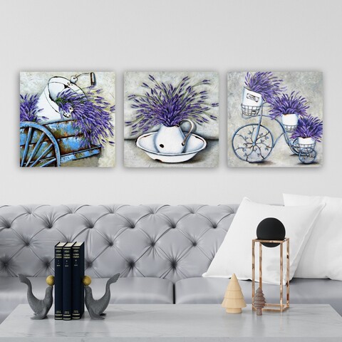 Set 3 tablouri decorative, DRPRC60, Cadru: 100% LEMN (grosime: 3 cm), Multicolor