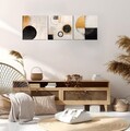 Tablou decorativ (3 Pieces), FAH14, Lemn (Grosime: 2 cm, Aur/Negru