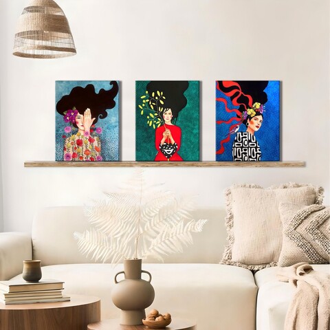 Tablou decorativ (3 Pieces), UDC10, Canvas imprimat, Multicolor