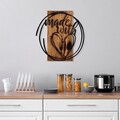 Decoratiune de perete, Made With Love, Dimensiune: 55 x 57 cm, Nuc / Negru