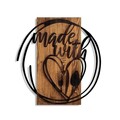 Decoratiune de perete, Made With Love, Dimensiune: 55 x 57 cm, Nuc / Negru