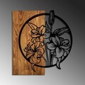 Decoratiune de perete, Flowers, Dimensiuni: 53 x 57 cm, Nuc / Negru