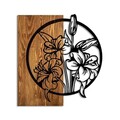 Decoratiune de perete, Flowers, Dimensiuni: 53 x 57 cm, Nuc / Negru