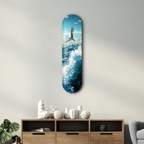 Tablou decorativ, Sea Gull and Ocean, Dimensiune: 20 x 80 cm, Multicolor