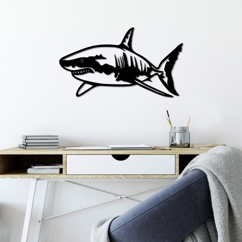 Decoratiune de perete, Shark, Dimensiune: 50 x 28 cm, Negru