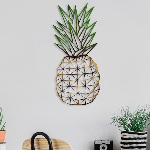 Decoratiune de perete, Pineapple 223, Lățime: 56 cm Înălțime: 24 cm Adâncime: 1,5 cm, Multicolor