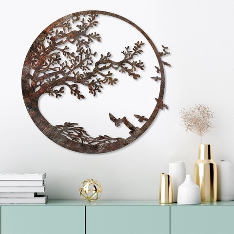 Decoratiune de perete, Rusty Tree, Dimensiune: 66 x 68 cm, Maro antichizat