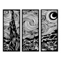 Decoratiune de perete, Vangogh, Dimensiuni: 3 x 30 x 73 cm, Negru