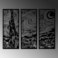 Decoratiune de perete, Vangogh, Dimensiuni: 3 x 30 x 73 cm, Negru