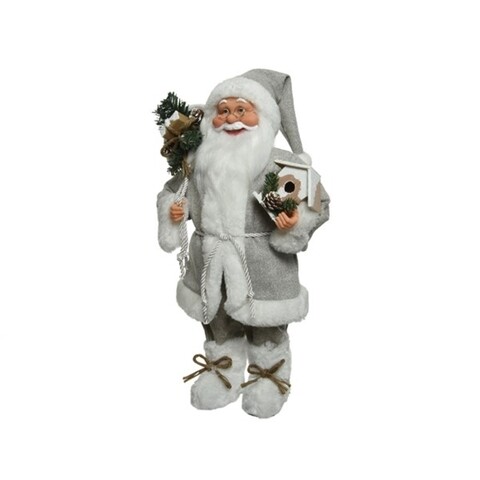 Decoratiune Santa w snowy bird house, Decoris, H45 cm, poliester, multicolor