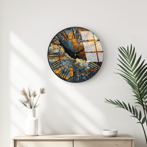 Ceas de perete decorativ din sticlă, Huhu330, Diametru: 40 cm (1 bucată), Multicolor
